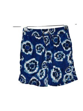 Crewcuts Tie-Dye Swim Trunks Size 6 Drawstring Blue/White Mesh Lining Swimwear